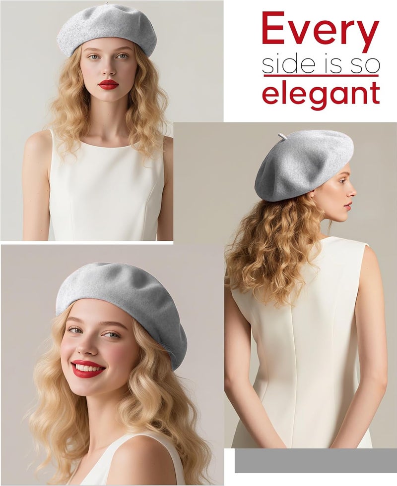 CKYPTFK Beret Hats for Women Holiday Wool French Style-Black/Red Church Hat-Clueless Outfit & Men's Beret - Image 4